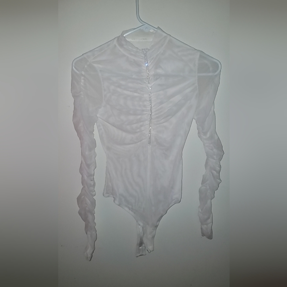 Mesh Sparkly Zipper Bodysuit